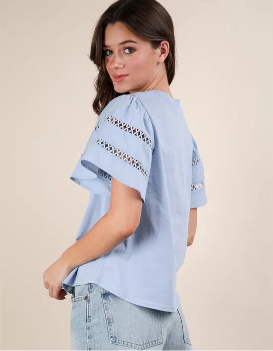 Lace Trim Sleeve Top