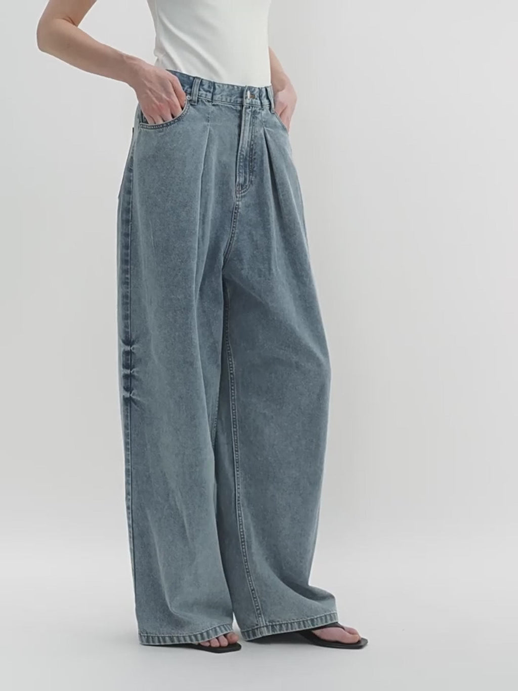 Soft Cotton Light  Wide Leg Jeans
