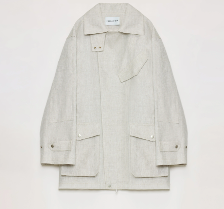 Linen Blend Lace-Up Mid-Length Trench Coat