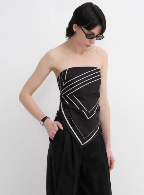 Stretch Silk Scarf Geometric Print