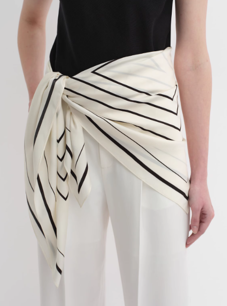 Stretch Silk Scarf Geometric Print