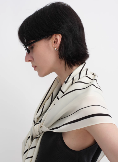 Stretch Silk Scarf Geometric Print