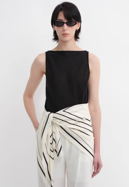 Stretch Silk Scarf Geometric Print