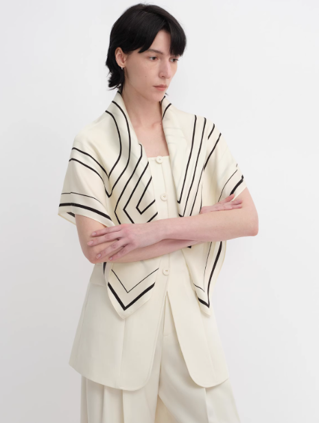 Stretch Silk Scarf Geometric Print