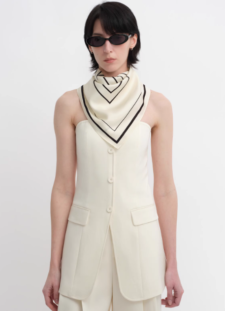 Stretch Silk Scarf Geometric Print