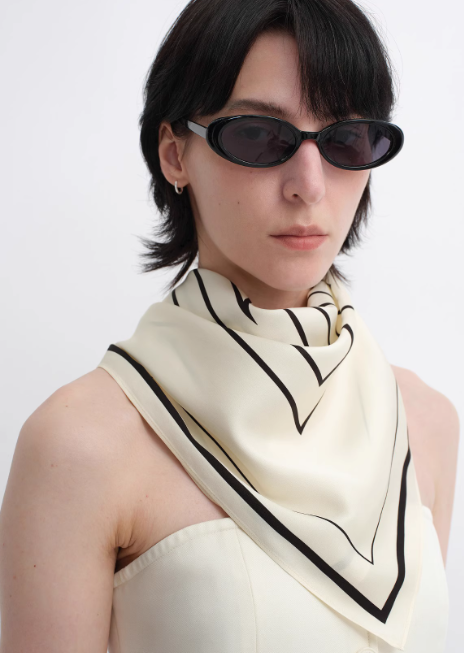 Stretch Silk Scarf Geometric Print