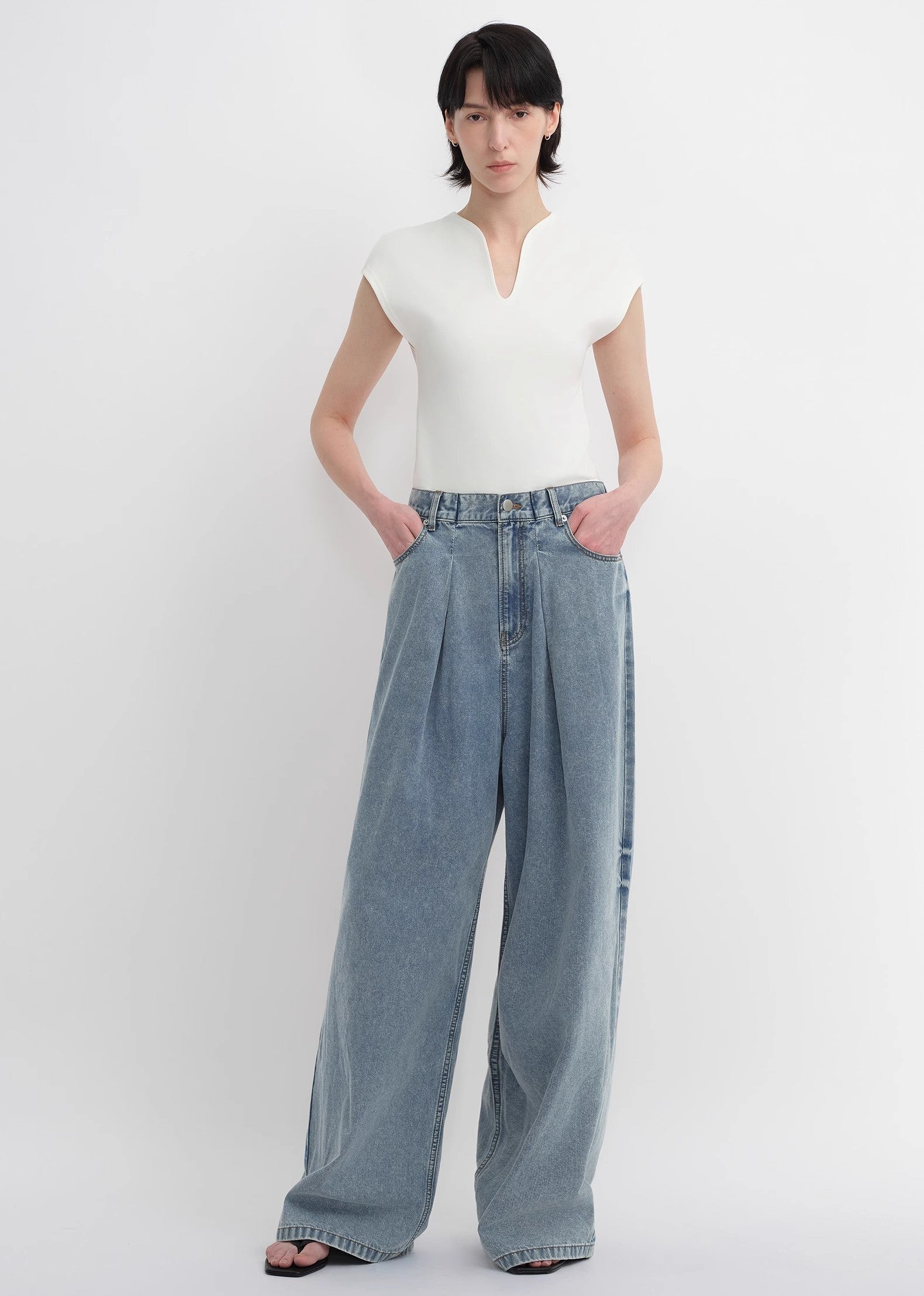 Soft Cotton Light  Wide Leg Jeans