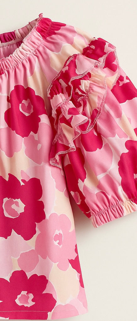 Floral Tie Neck Blouse