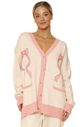 Varsity Knit Bow Cardigan