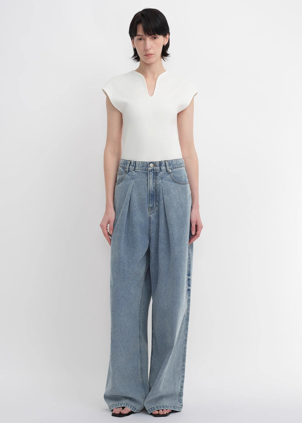Soft Cotton Light  Wide Leg Jeans