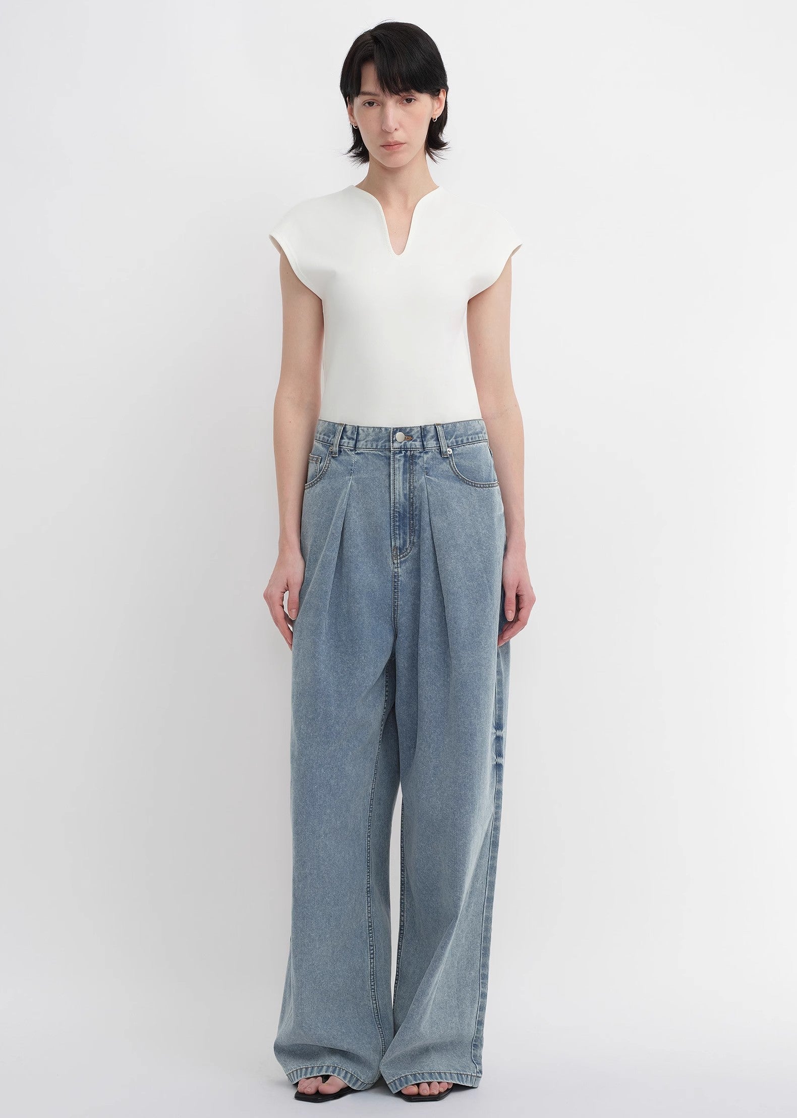 Soft Cotton Light  Wide Leg Jeans