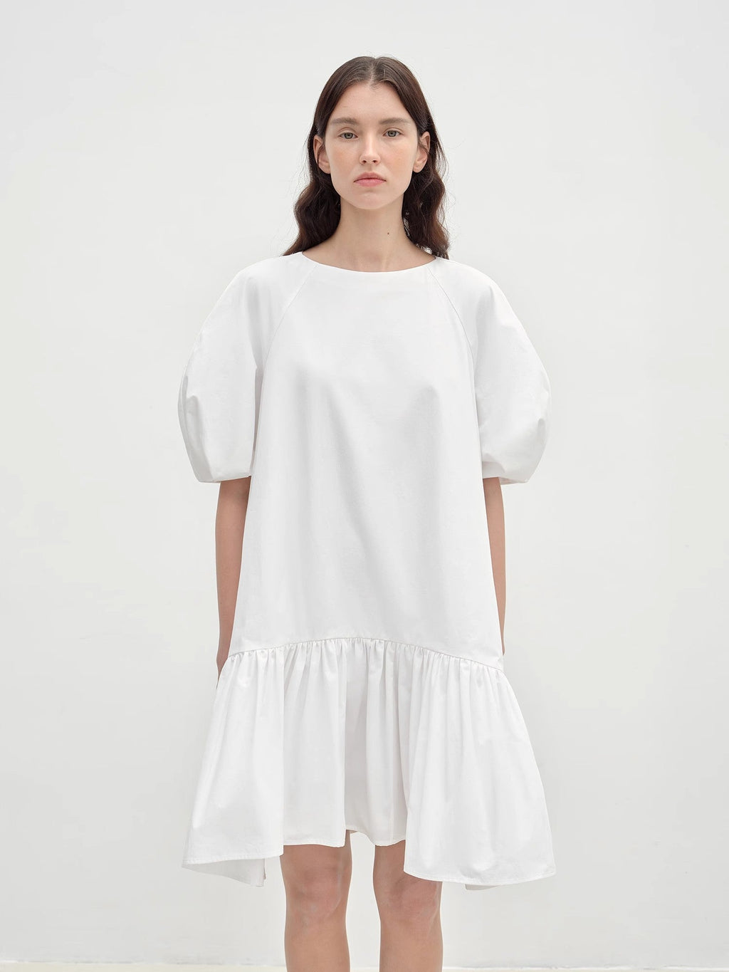 Round Neck Puff Sleeve Temperament Dress