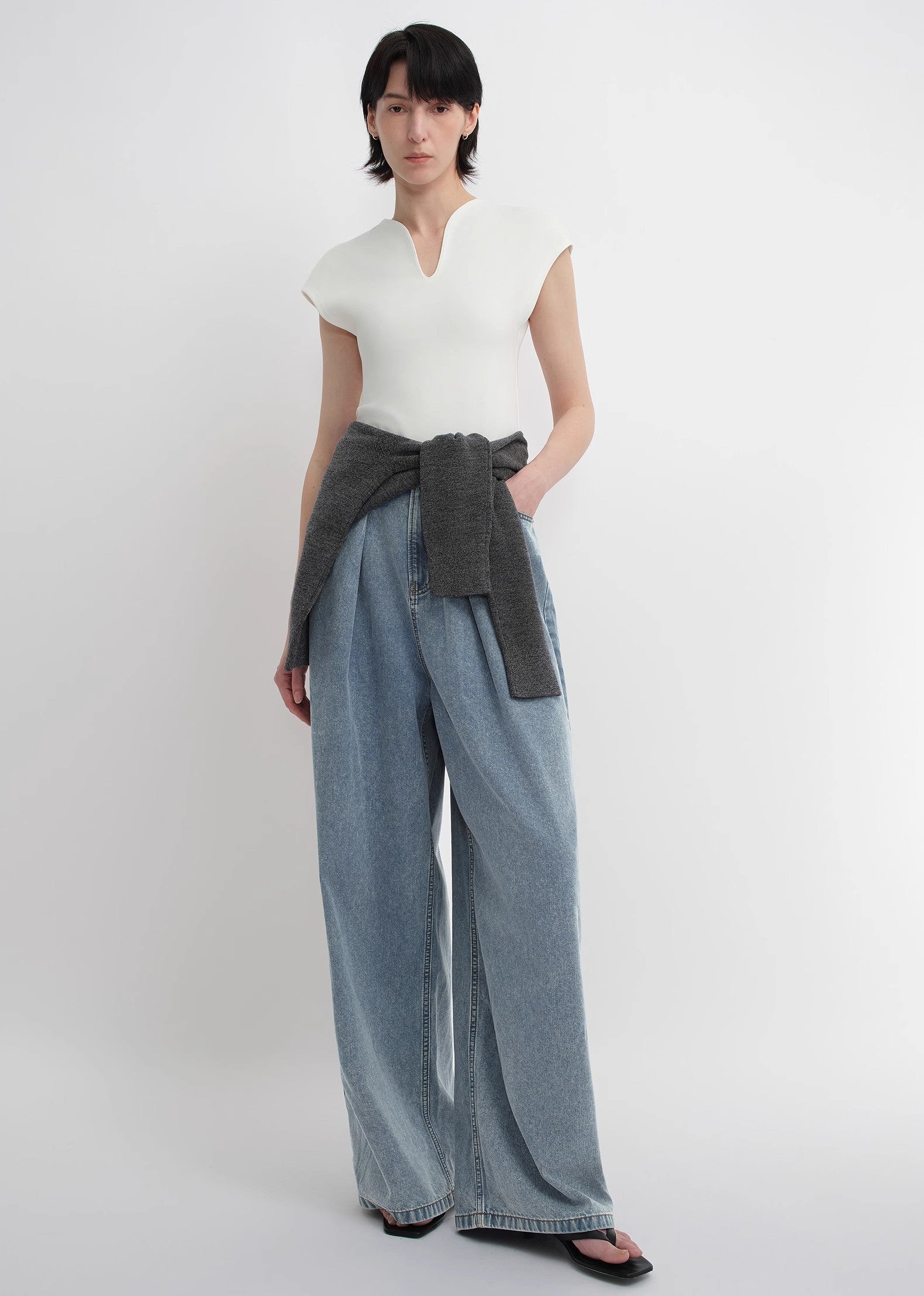 Soft Cotton Light  Wide Leg Jeans