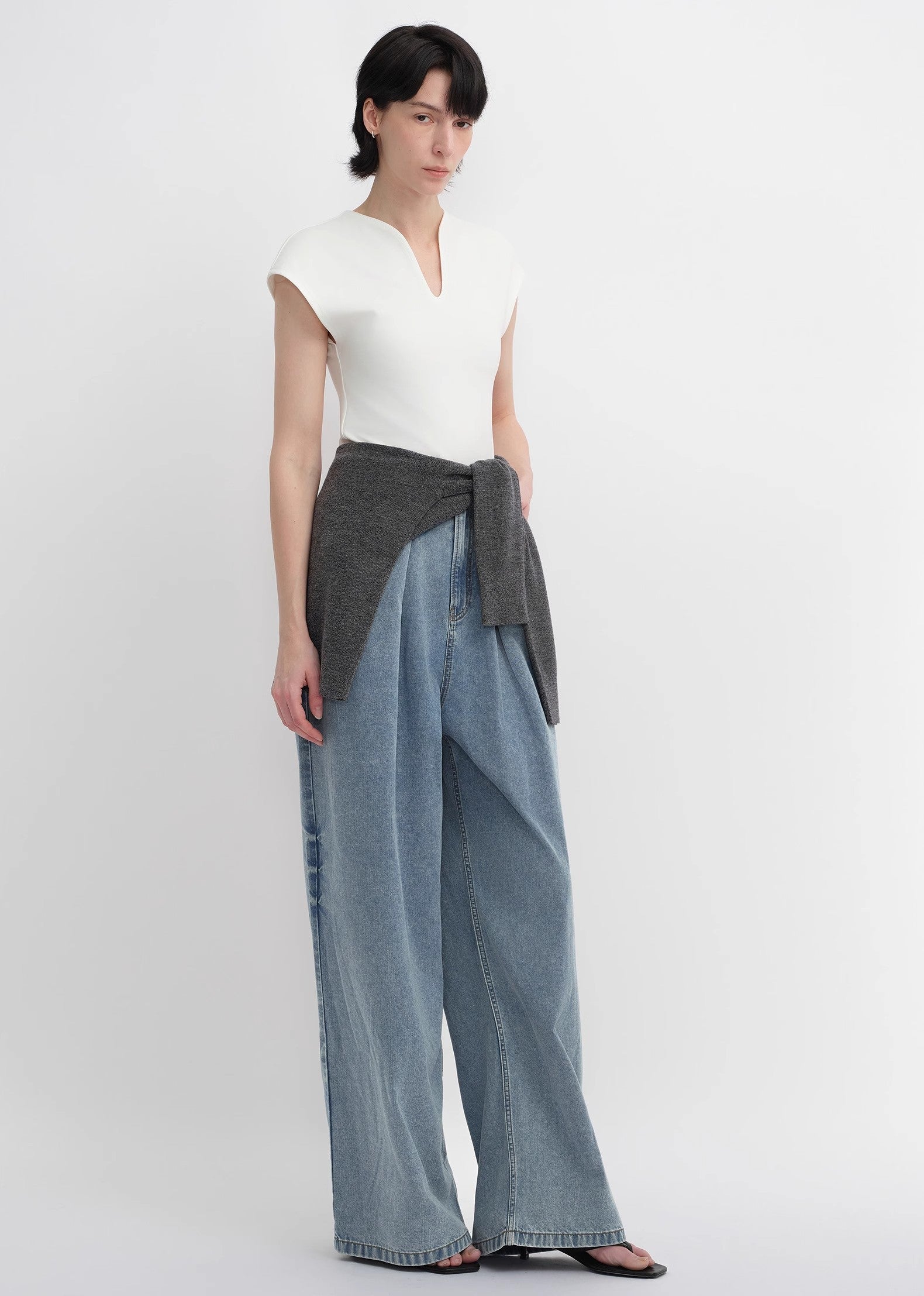Soft Cotton Light  Wide Leg Jeans