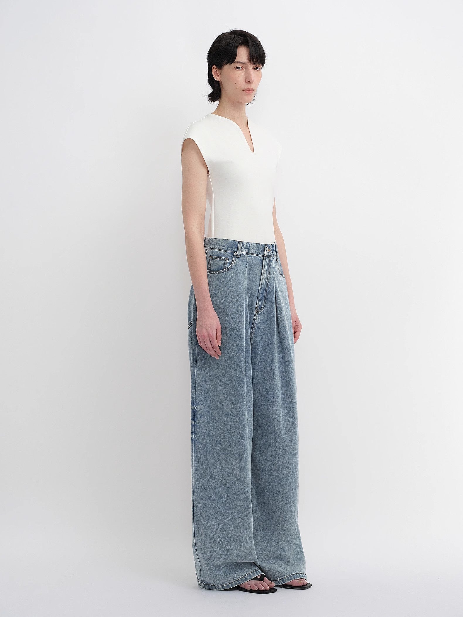 Soft Cotton Light  Wide Leg Jeans