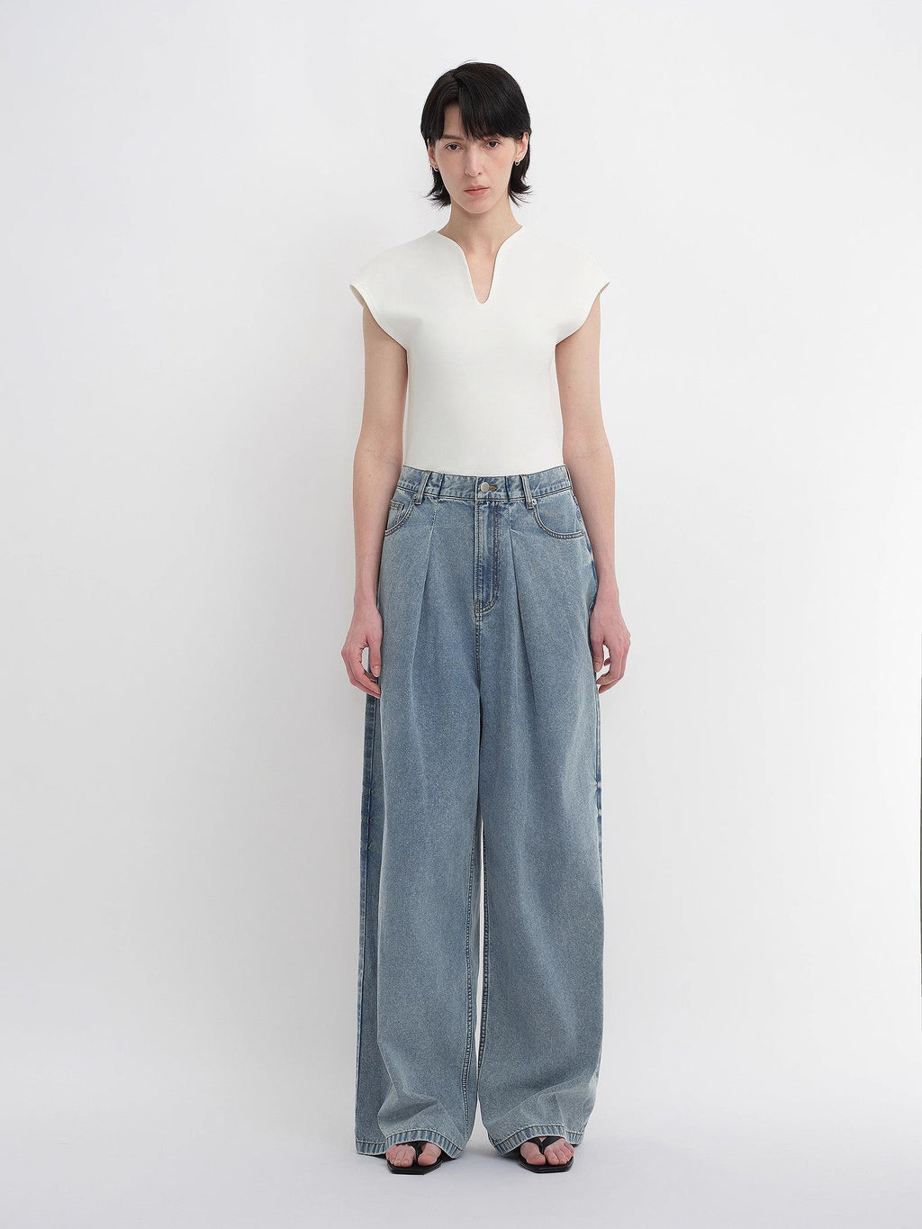 Soft Cotton Light  Wide Leg Jeans