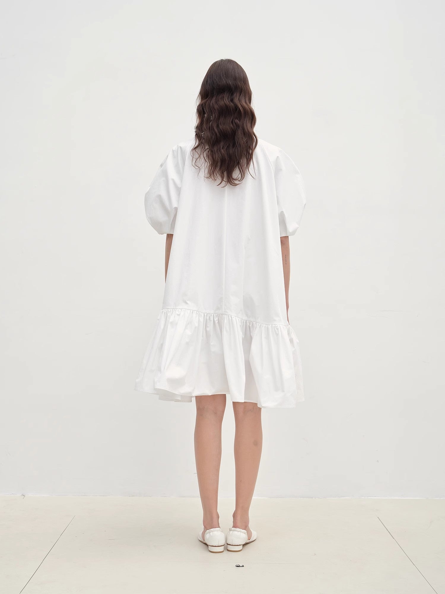 Round Neck Puff Sleeve Temperament Dress