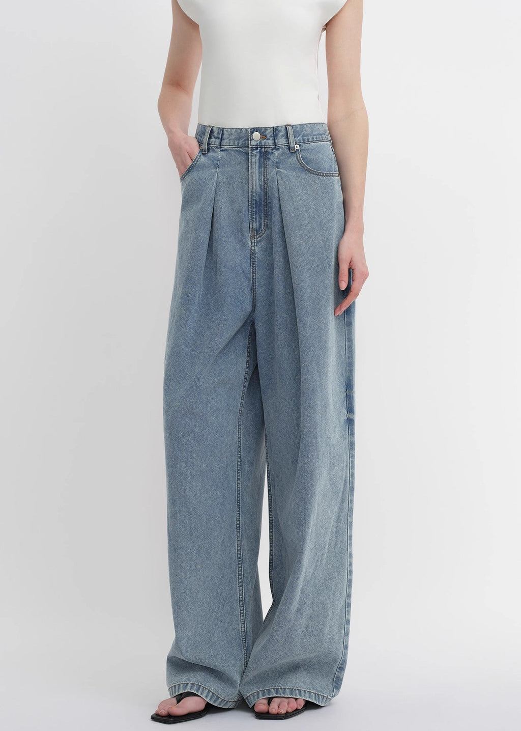 Soft Cotton Light  Wide Leg Jeans