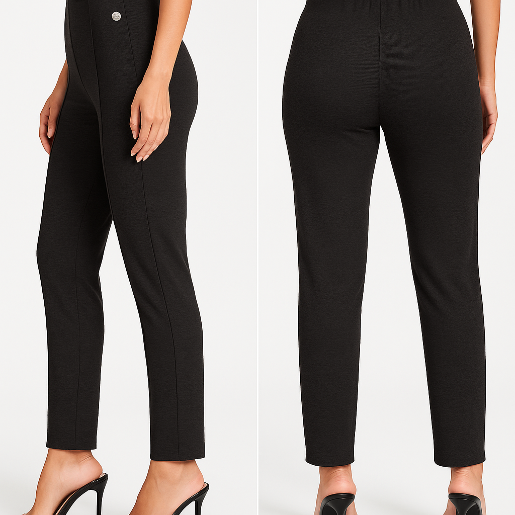 Decorative Button Elastic Waist Pants