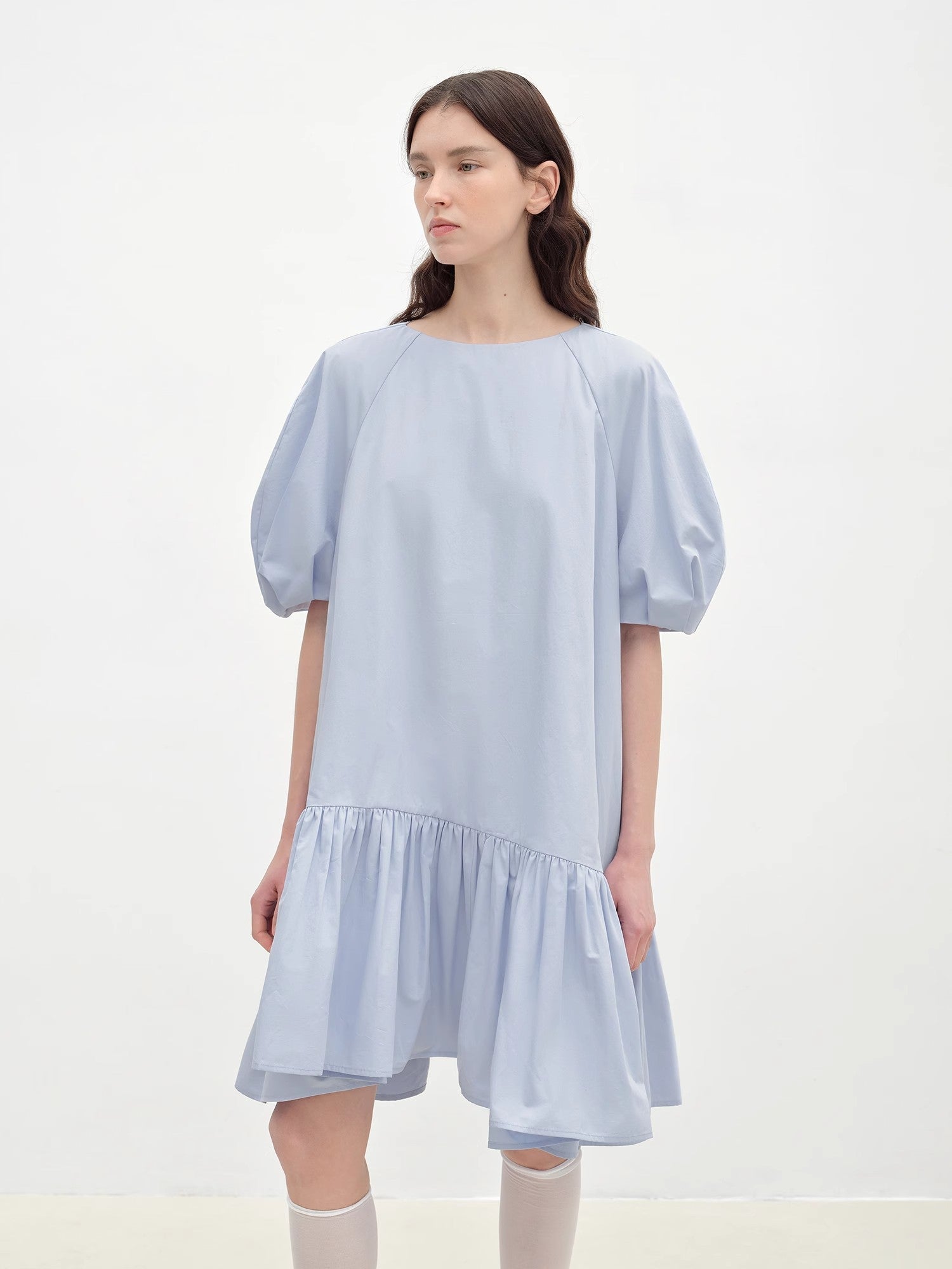 Round Neck Puff Sleeve Temperament Dress