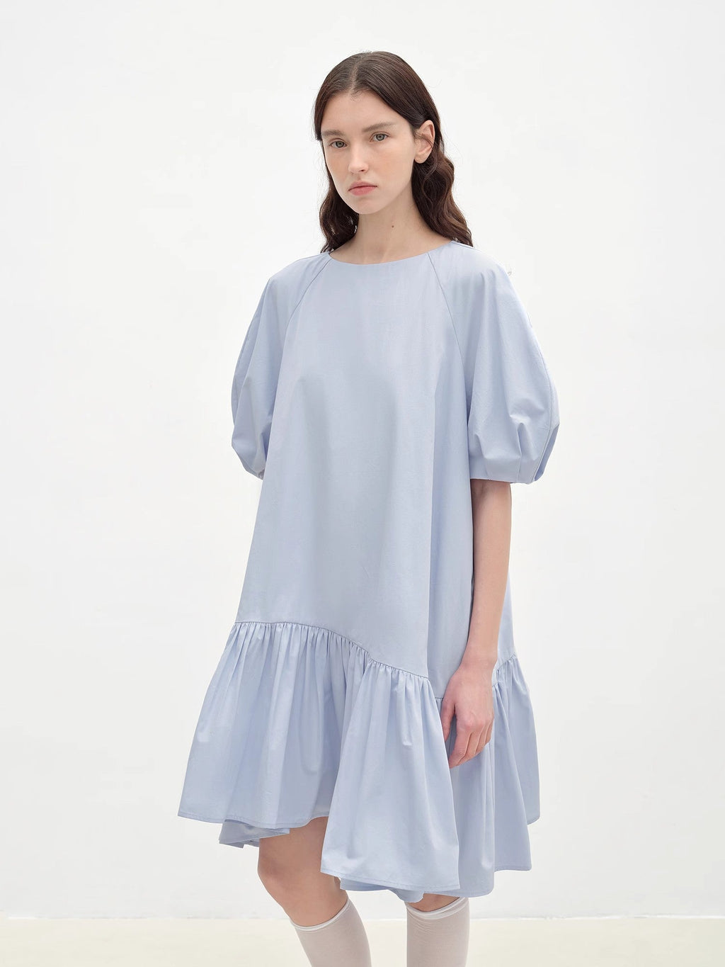 Round Neck Puff Sleeve Temperament Dress