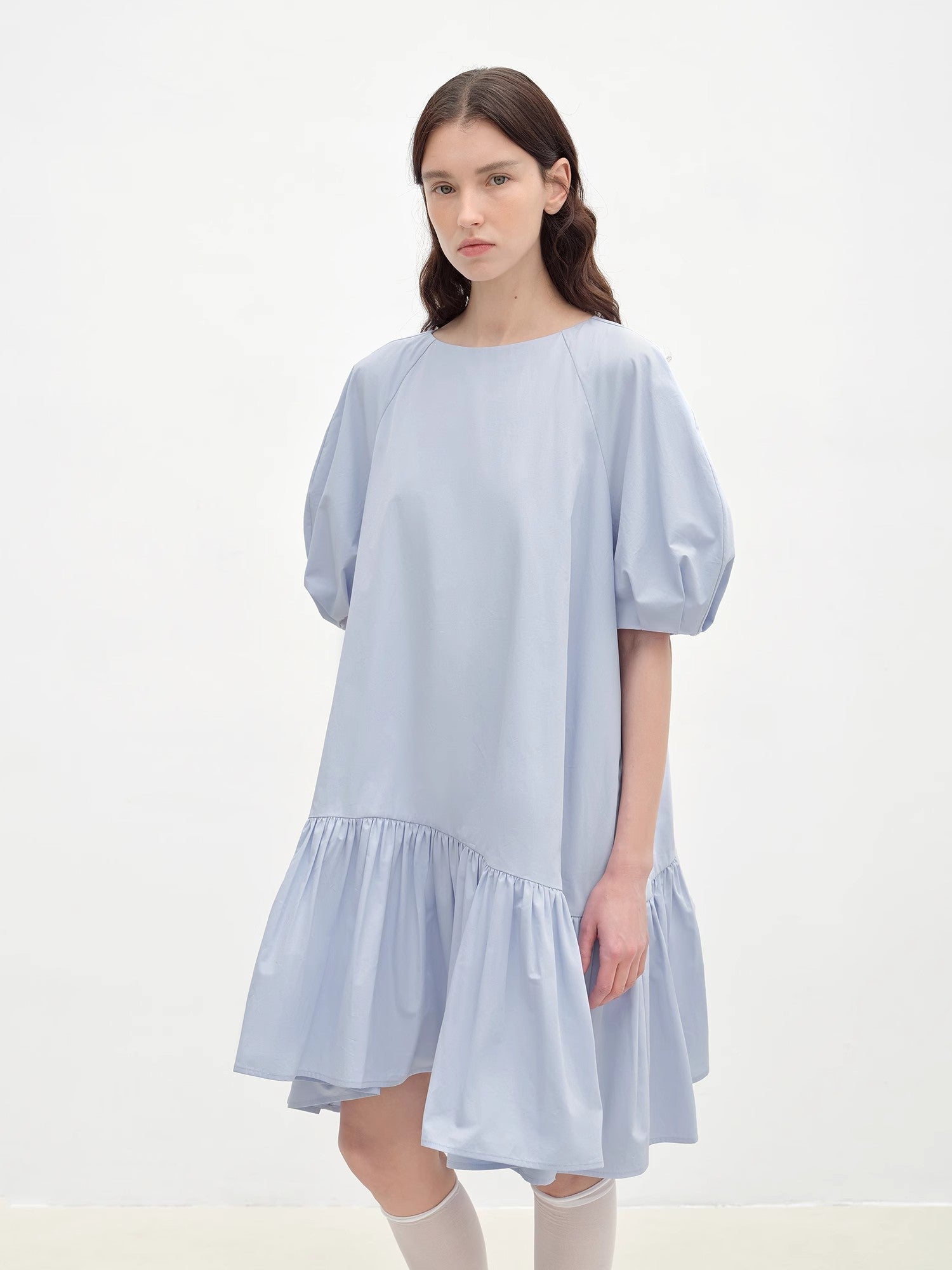 Round Neck Puff Sleeve Temperament Dress