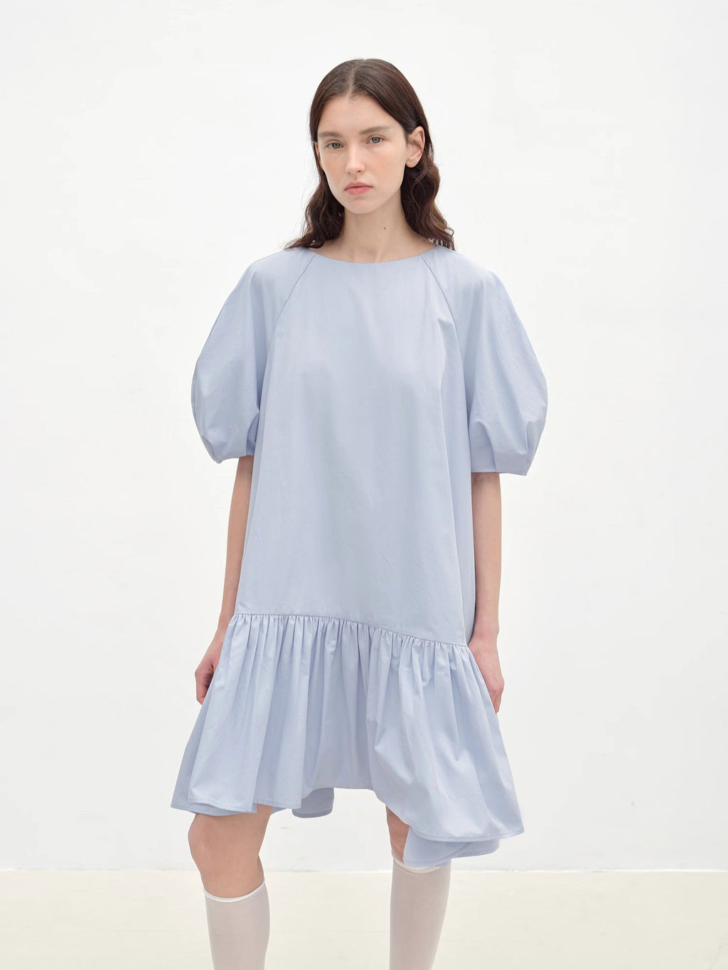 Round Neck Puff Sleeve Temperament Dress
