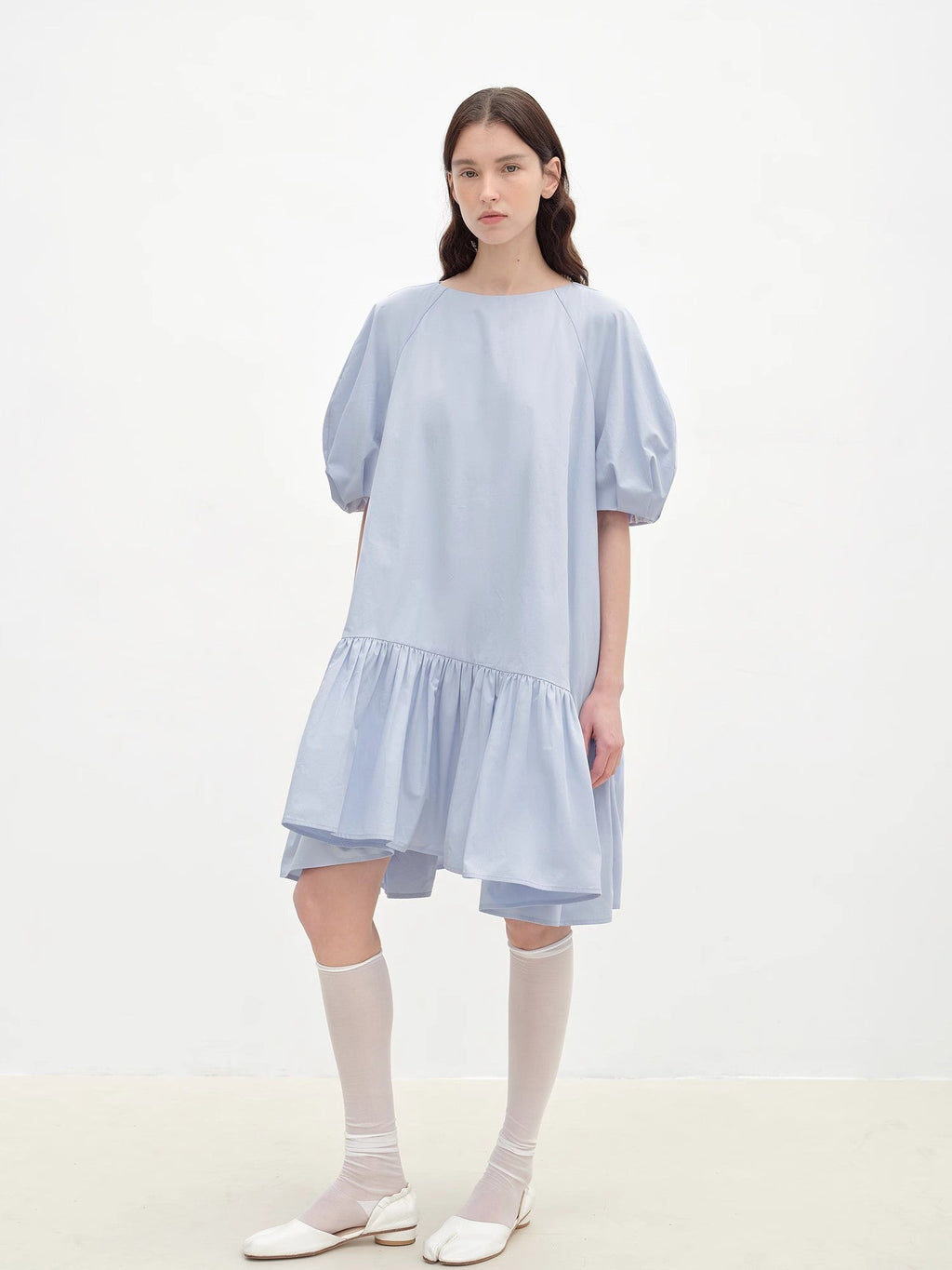 Round Neck Puff Sleeve Temperament Dress