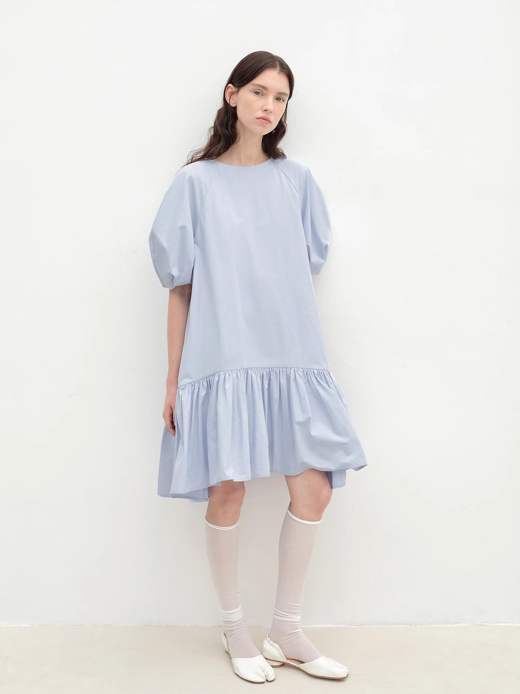 Round Neck Puff Sleeve Temperament Dress