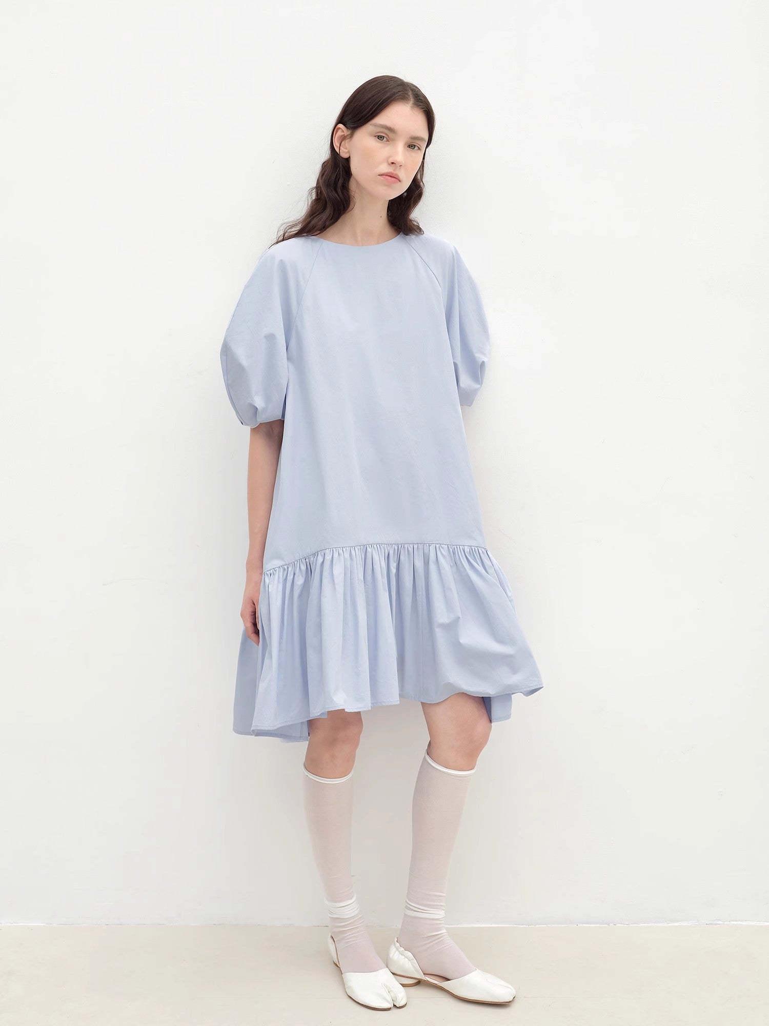 Round Neck Puff Sleeve Temperament Dress