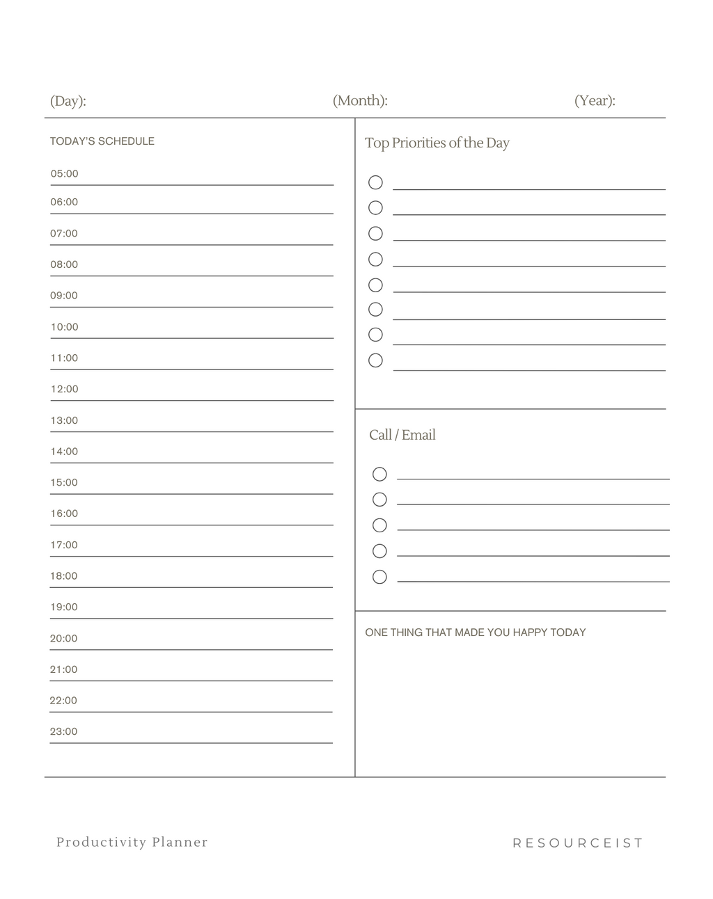 Minimalist Productivity Planner