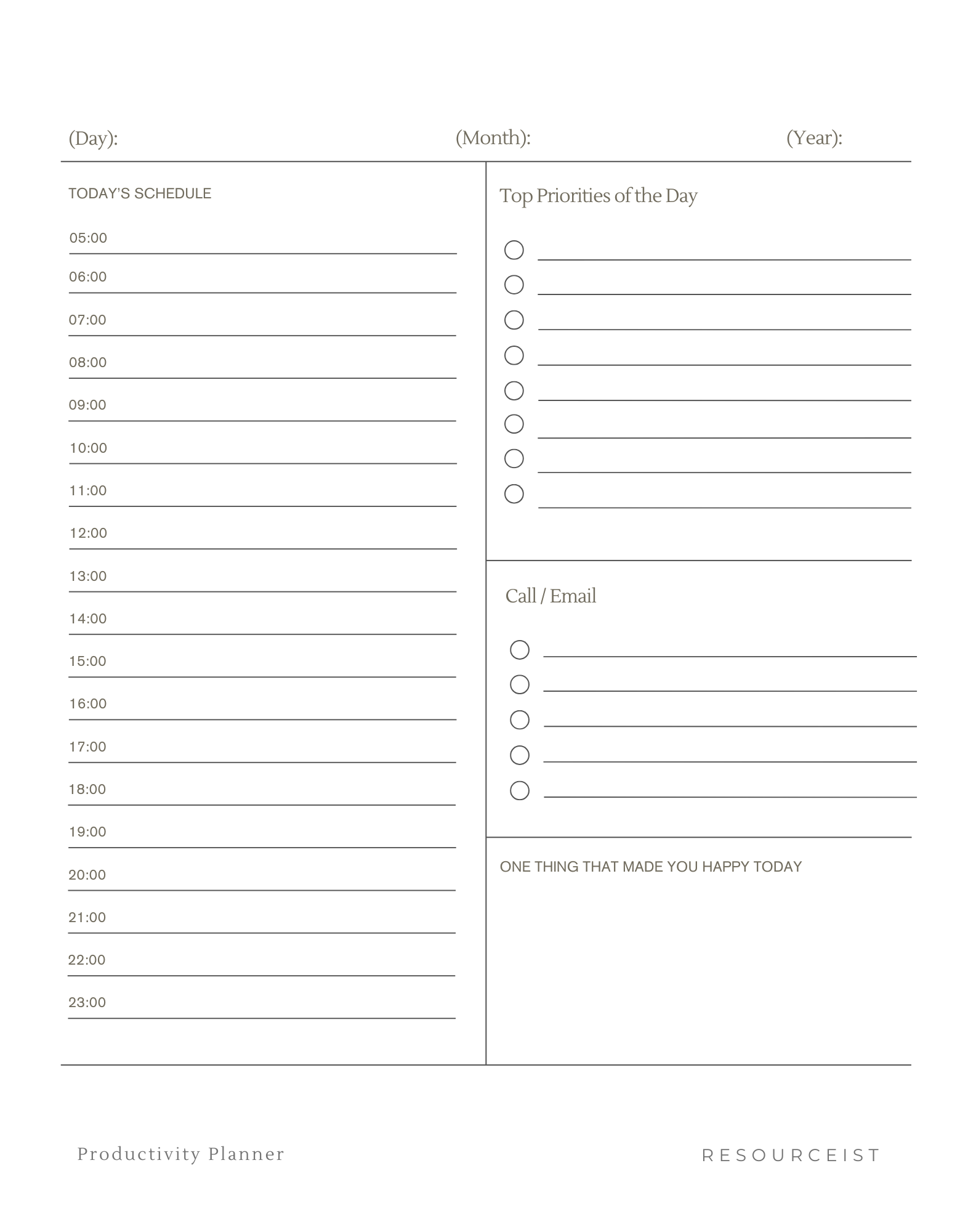 Minimalist Productivity Planner