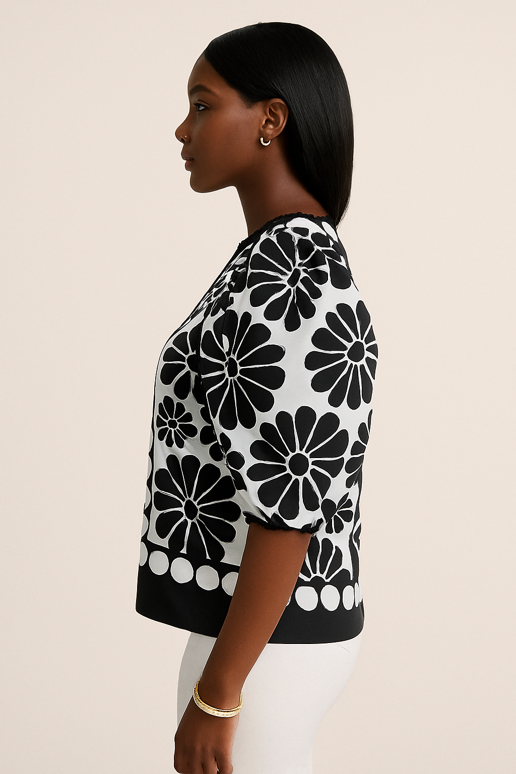 Round Neck Half Sleeve Blouse