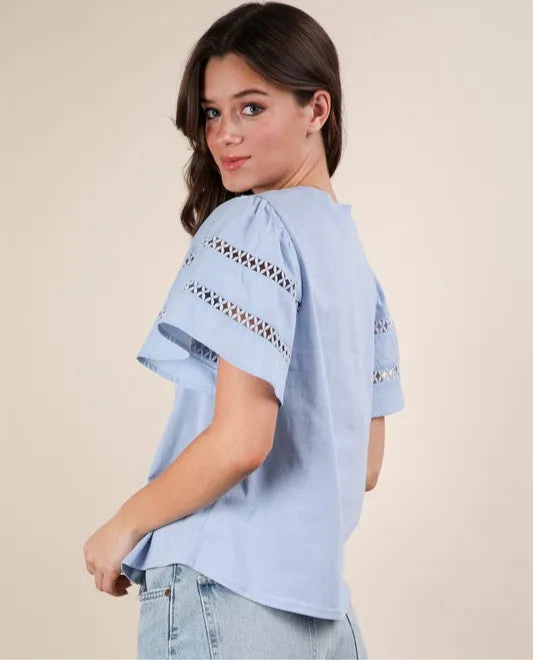 Lace Trim Sleeve Top
