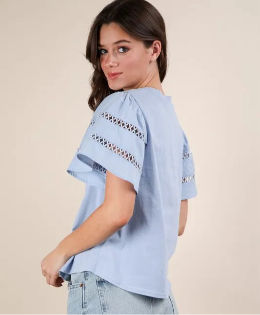 Lace Trim Sleeve Top