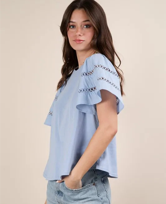 Lace Trim Sleeve Top