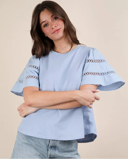 Lace Trim Sleeve Top