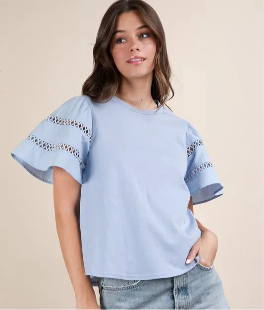 Lace Trim Sleeve Top