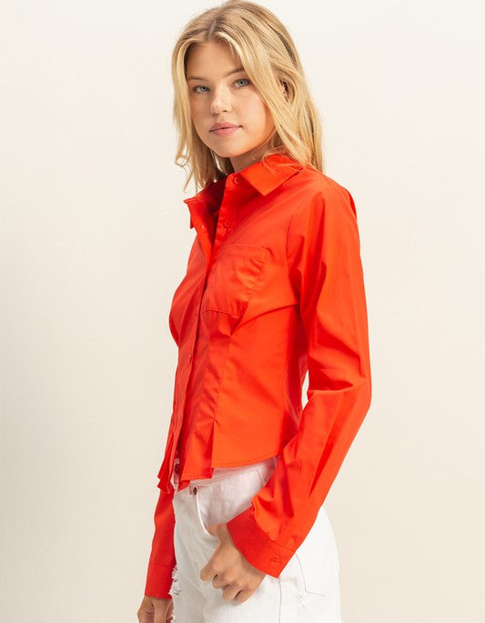 Long Sleeve Pleated Shirt