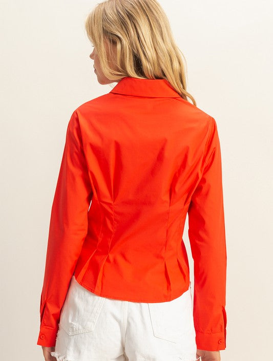Long Sleeve Pleated Shirt