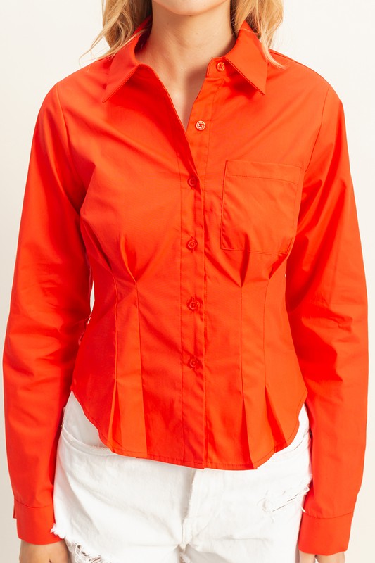 Long Sleeve Pleated Shirt