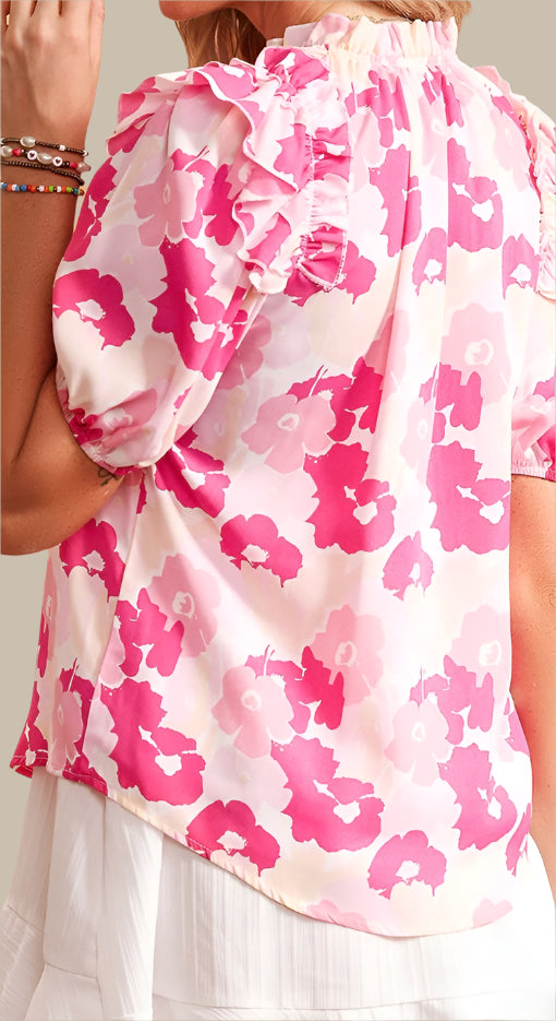 Floral Tie Neck Blouse