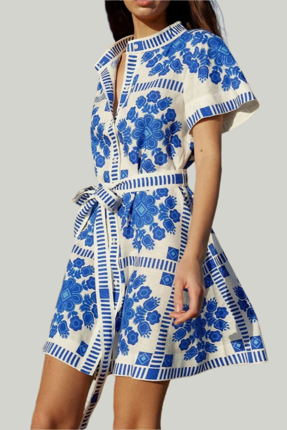 Tie-Waist Short Sleeve Dress