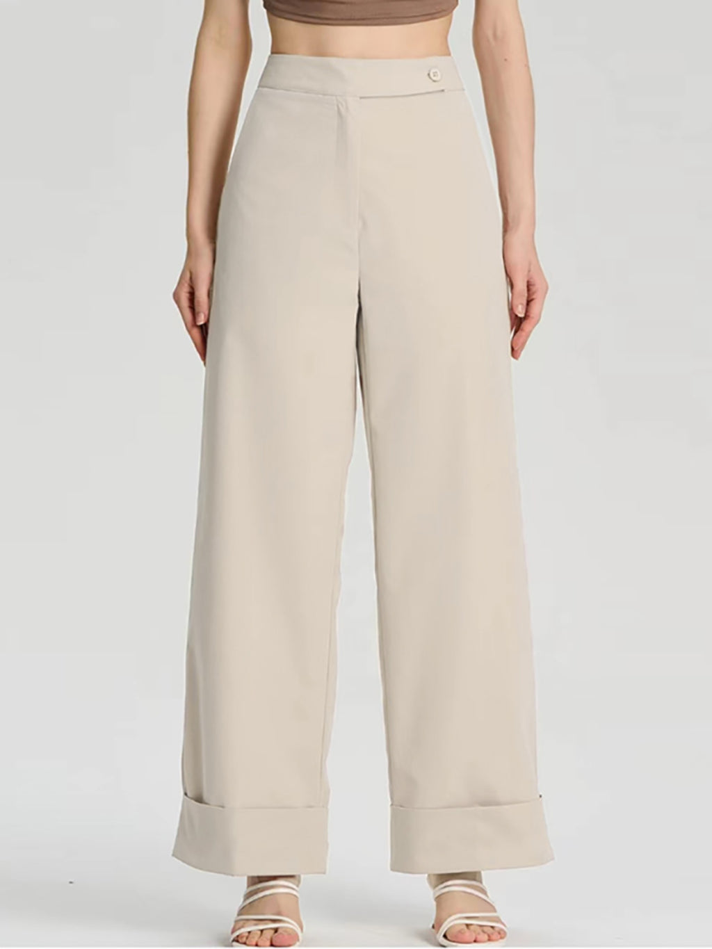 Wide Leg Beige Pants
