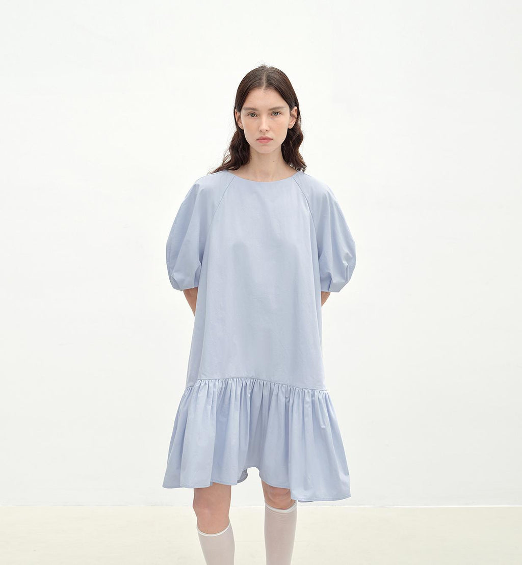 Round Neck Puff Sleeve Temperament Dress