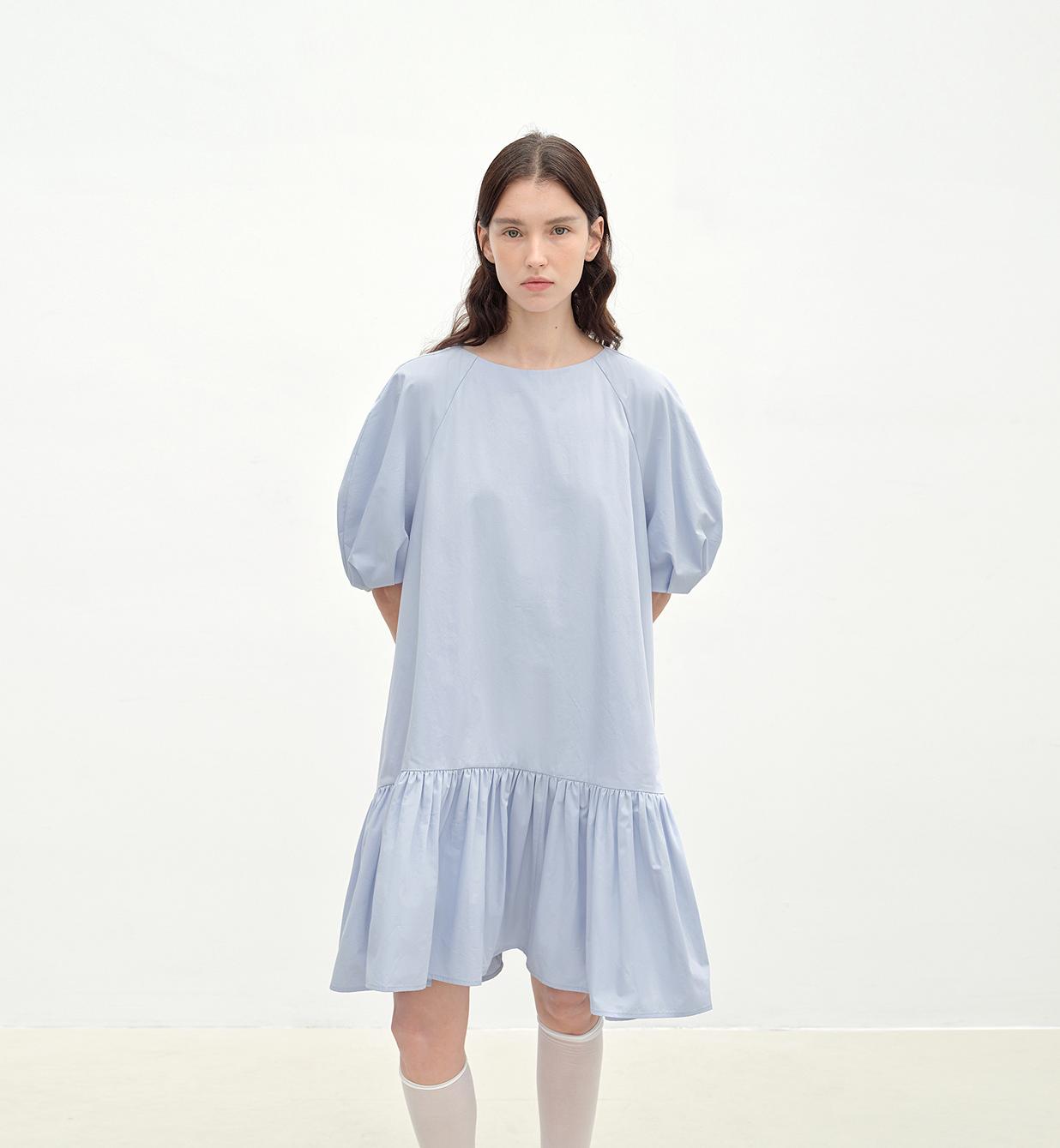 Round Neck Puff Sleeve Temperament Dress