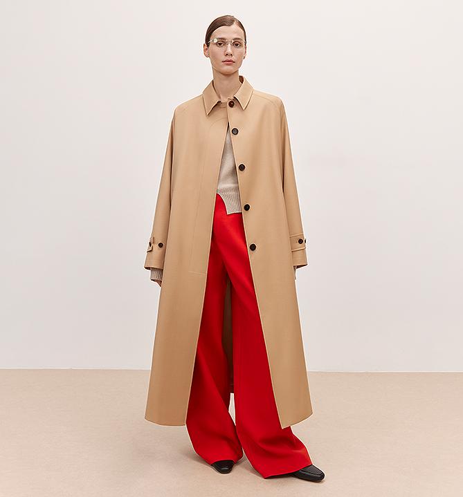 Trench Coat Mid-Length Wool Blend Petite