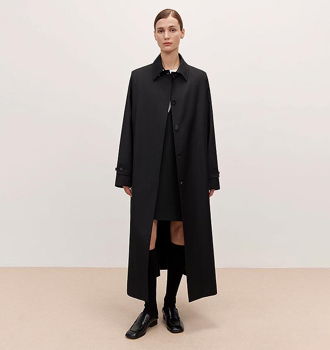 Trench Coat Mid-Length Wool Blend Petite