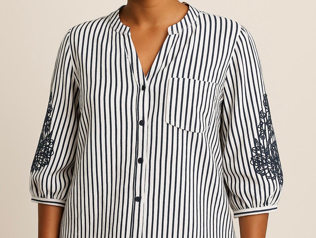 Stripe Lace Puff Shirt