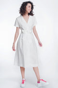 White Poplin Shirt Dress With Belt